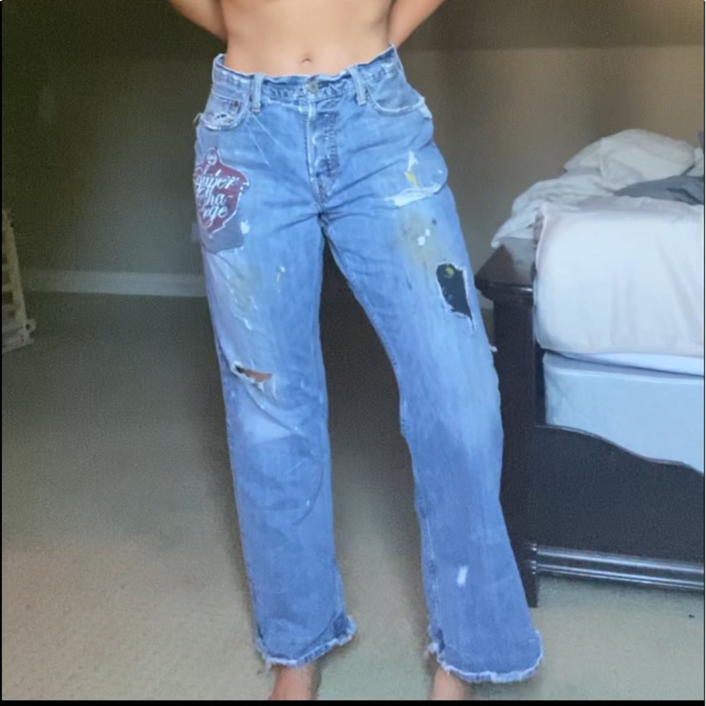 VINTAGE PATCHED/PAINTED JEANS